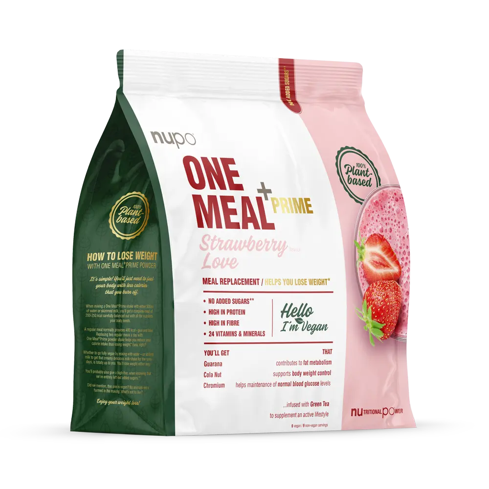 NUPO One Meal +Prime Vegan, 6/9 porcií Jahoda, bez laktózy